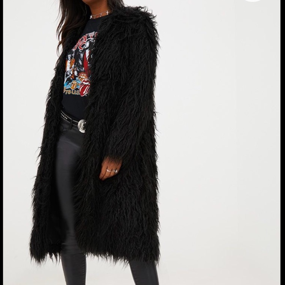 BRAND NEW Pretty Little Thing Shaggy Longline Coat